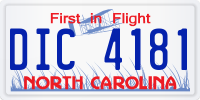 NC license plate DIC4181