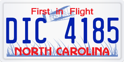 NC license plate DIC4185