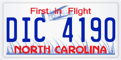 NC license plate DIC4190