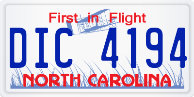 NC license plate DIC4194