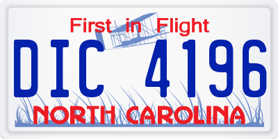 NC license plate DIC4196