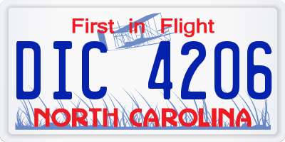 NC license plate DIC4206