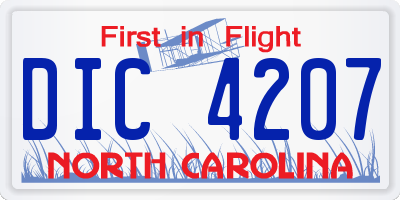 NC license plate DIC4207