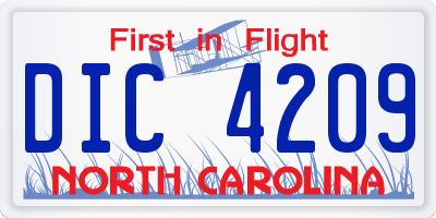 NC license plate DIC4209