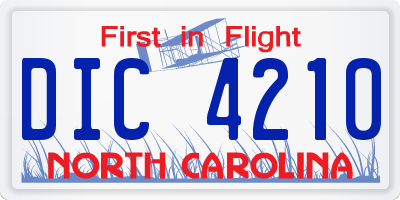 NC license plate DIC4210
