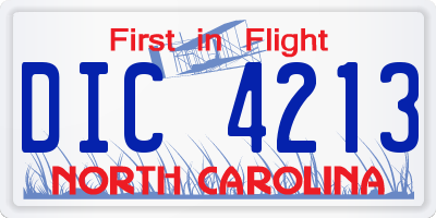 NC license plate DIC4213