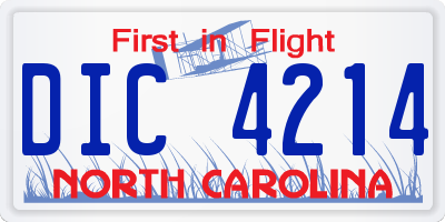 NC license plate DIC4214