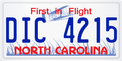 NC license plate DIC4215
