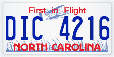 NC license plate DIC4216