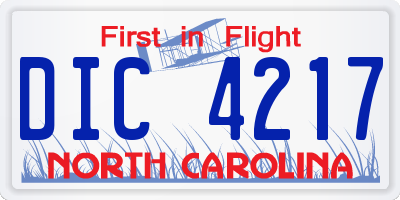 NC license plate DIC4217