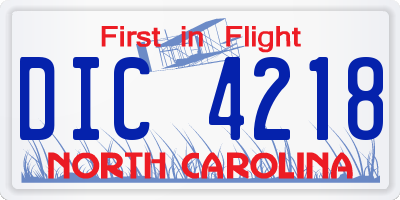 NC license plate DIC4218