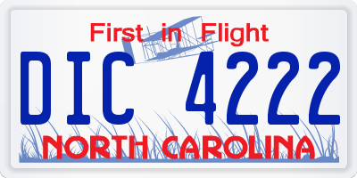 NC license plate DIC4222