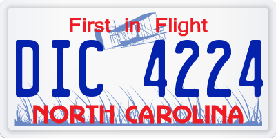 NC license plate DIC4224