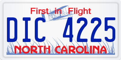 NC license plate DIC4225