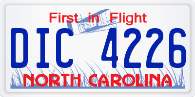 NC license plate DIC4226