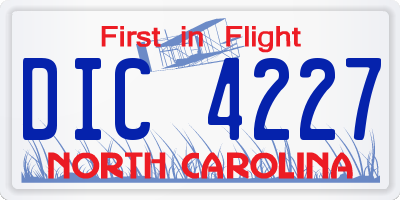 NC license plate DIC4227