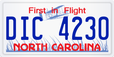 NC license plate DIC4230