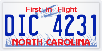 NC license plate DIC4231