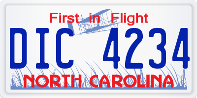 NC license plate DIC4234