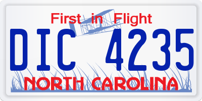 NC license plate DIC4235