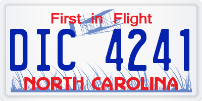 NC license plate DIC4241