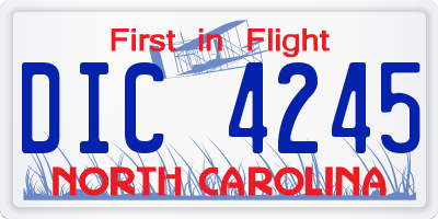 NC license plate DIC4245