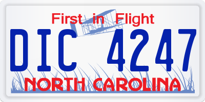 NC license plate DIC4247