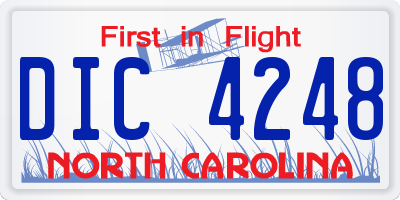 NC license plate DIC4248