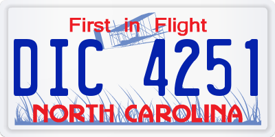NC license plate DIC4251