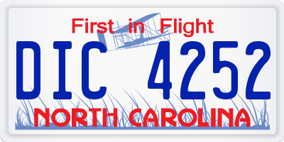 NC license plate DIC4252