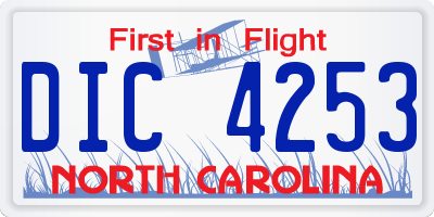 NC license plate DIC4253