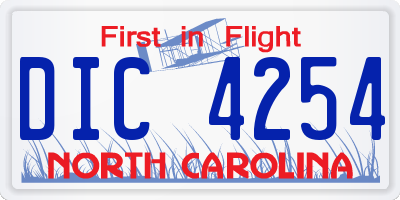 NC license plate DIC4254