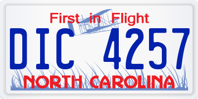 NC license plate DIC4257