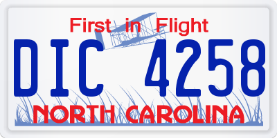 NC license plate DIC4258