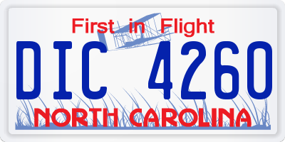 NC license plate DIC4260