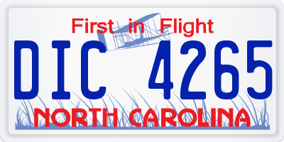 NC license plate DIC4265