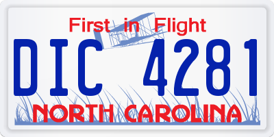 NC license plate DIC4281