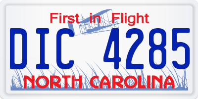 NC license plate DIC4285