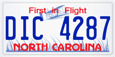 NC license plate DIC4287