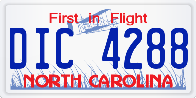 NC license plate DIC4288
