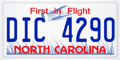 NC license plate DIC4290