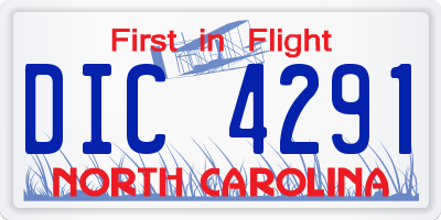 NC license plate DIC4291