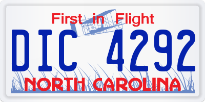 NC license plate DIC4292