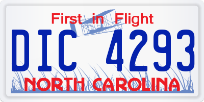 NC license plate DIC4293