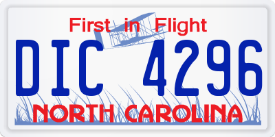 NC license plate DIC4296