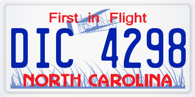 NC license plate DIC4298