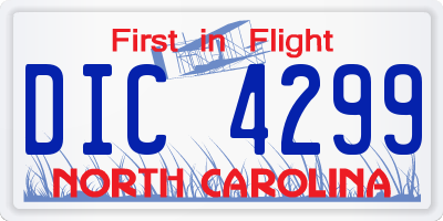 NC license plate DIC4299