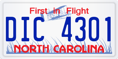 NC license plate DIC4301