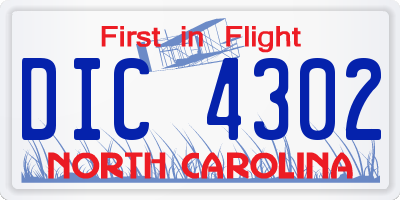 NC license plate DIC4302
