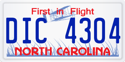 NC license plate DIC4304
